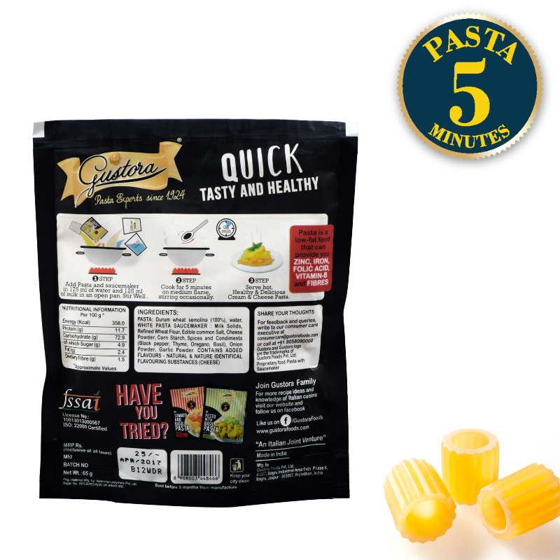 Cream and Cheese Instant Pasta - Pack of 6 - Gustora Foods