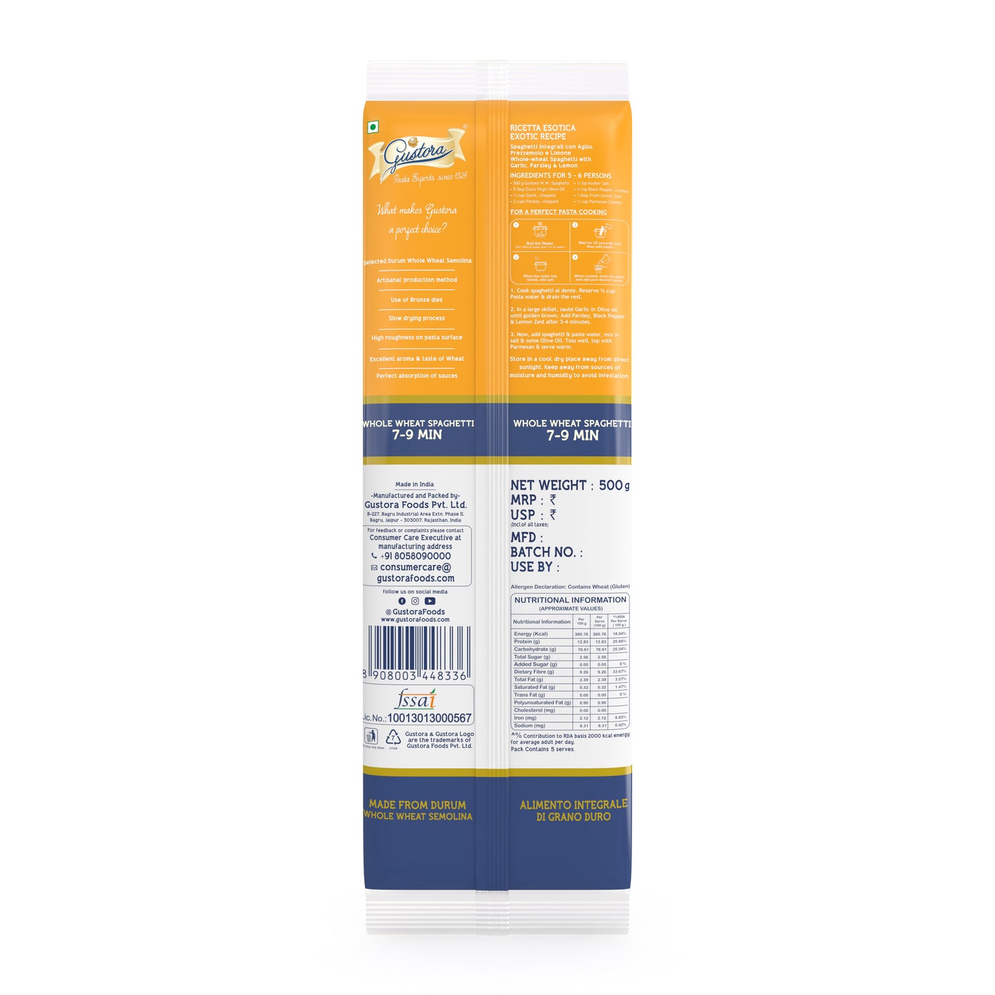 Whole Wheat Spaghetti - Gustora Foods